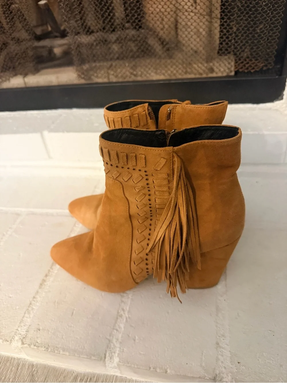 Rebecca Minkoff Ilan Suede Fringe Ankle Boots | Size 8.5